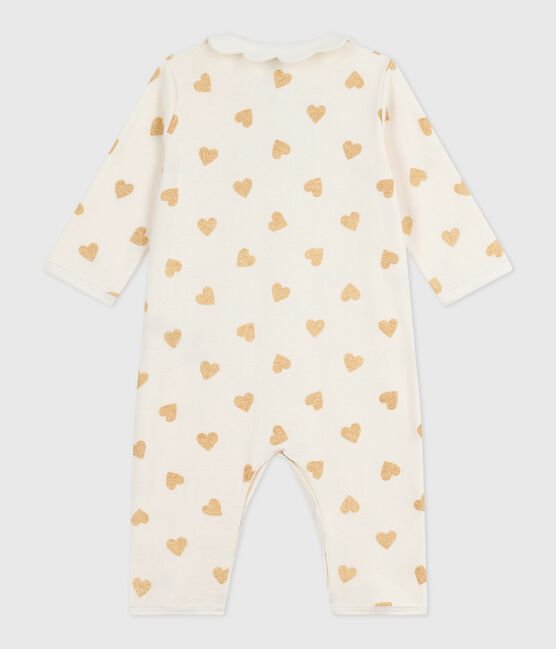 Pyjama bébé en coton sans pieds imprimé cœurs dorés MILK/ DORE
