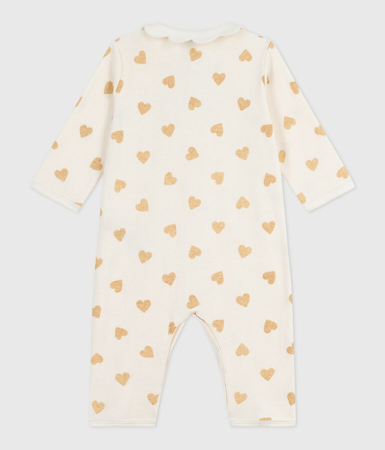 Pyjama b&eacute;b&eacute; en coton sans pieds imprim&eacute; c&oelig;urs paillettes dor&eacute;s MILK/ DORE