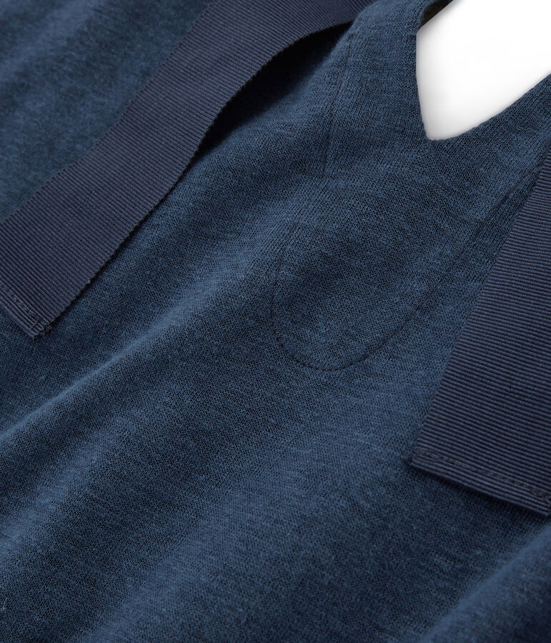 Tee-shirt manches courtes femme en lin bleu