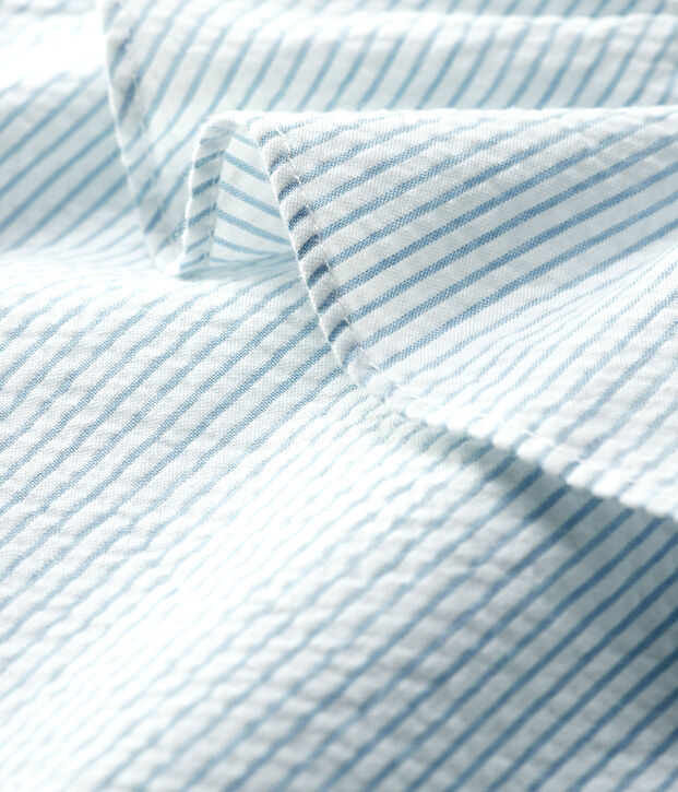 Combicourt b&eacute;b&eacute; fille en seersucker blanc/bleu
