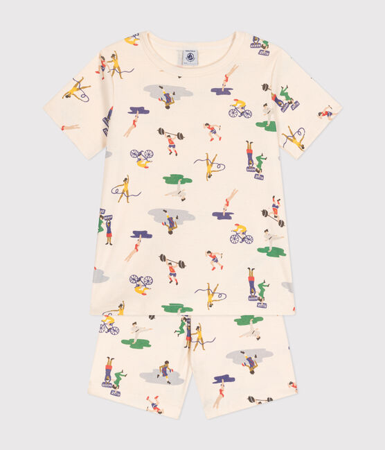 Pyjama short en coton imprimé multi sports enfant blanc AVALANCHE/ MULTICO