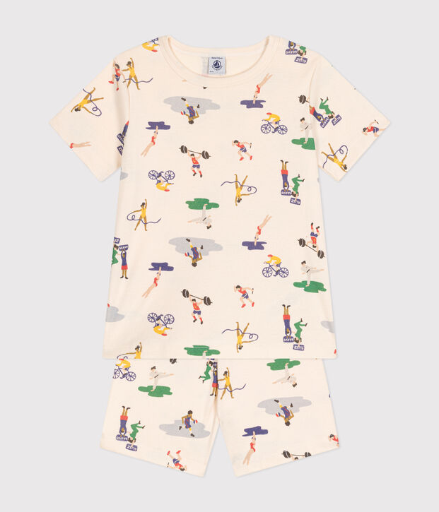 Pyjama short en coton imprim&eacute; multi sports enfant &eacute;cru/multicouleur