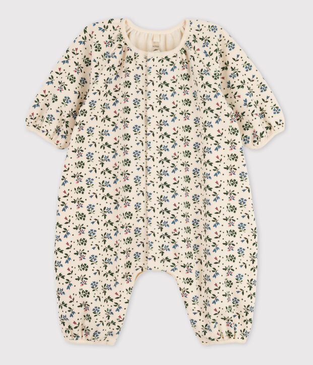 Combinaison longue imprim&eacute;e b&eacute;b&eacute; en coton &eacute;cru/multicouleur