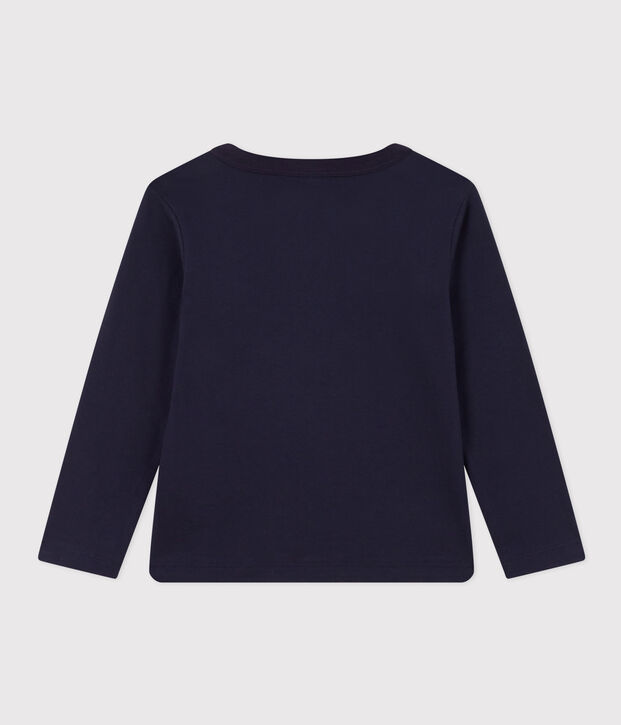 Tee-shirt manches longues en coton enfant fille / gar&ccedil;on bleu