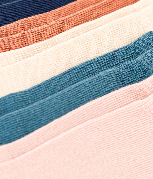 Lot de 5 paires de chaussettes unies enfant gar&ccedil;on-fille multicouleur