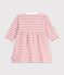 Robe b&eacute;b&eacute; en coton manches longues &agrave; rayures rose/&eacute;cru