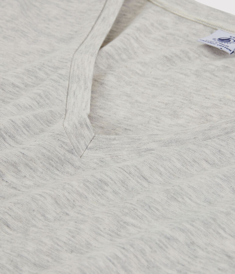 Tee-shirt LE DROIT col V en coton Femme gris BELUGA CHINE