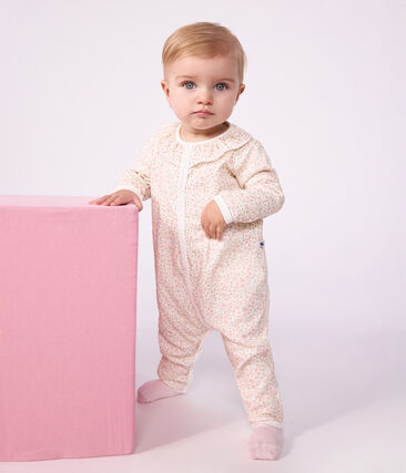 Pyjama bébé en coton sans pieds avec col imprimé à fleurs