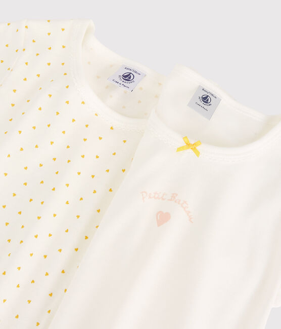 Lot de 2 tee shirts manches courtes imprimé cœur petite fille en coton variante 1