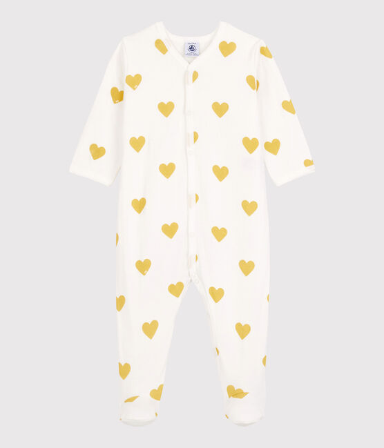 Dors-bien bébé cœurs jaunes en coton biologique blanc MARSHMALLOW/jaune OCRE