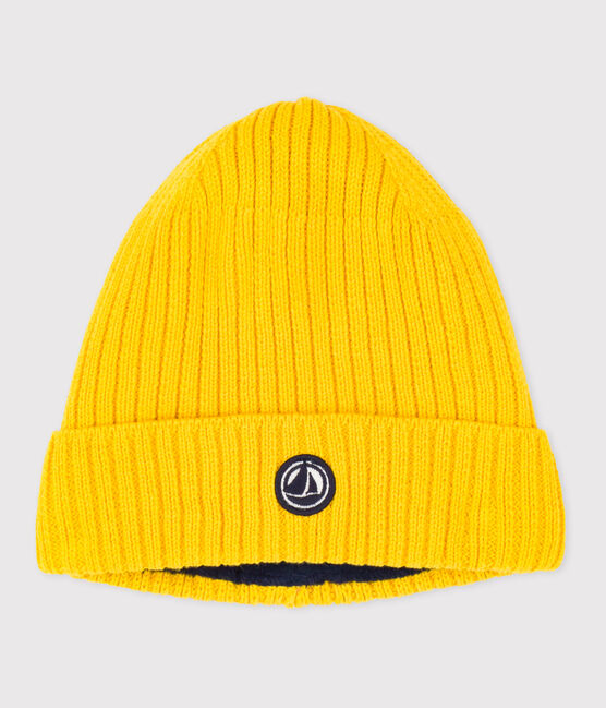 Bonnet enfant en tricot doublé en polaire jaune JAUNE