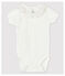 Body manches courtes à col blanc bébé fille en coton biologique blanc MARSHMALLOW
