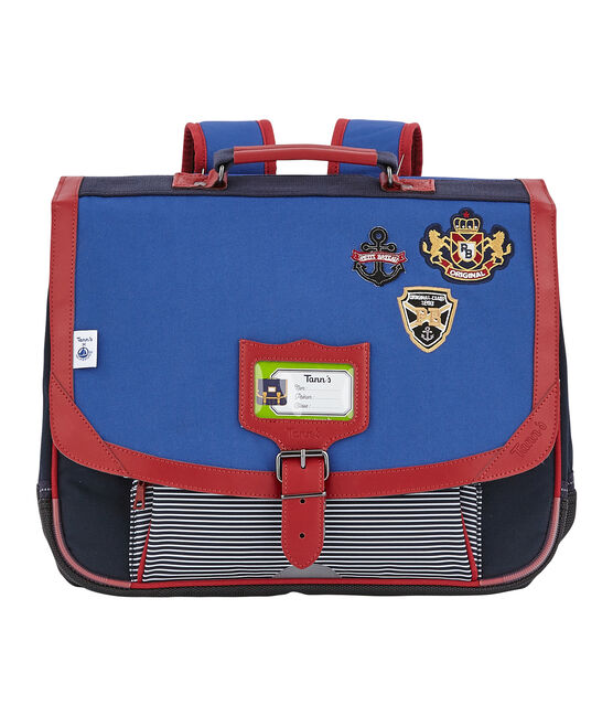 Cartable enfant Petit Bateau x Tann's bleu SMOKING/rouge TERKUIT/ MARSHMALLOW