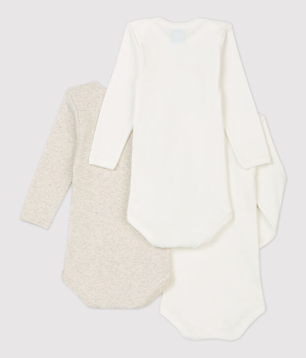 Lot de 3 bodies b&eacute;b&eacute; en coton biologique. multicouleur