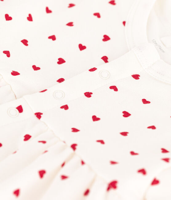 Robe en molleton bébé avec body intégré blanc MARSHMALLOW/rouge PEPS