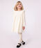 Robe enfant manches longues en velours unie écru MILK/ ARGENT