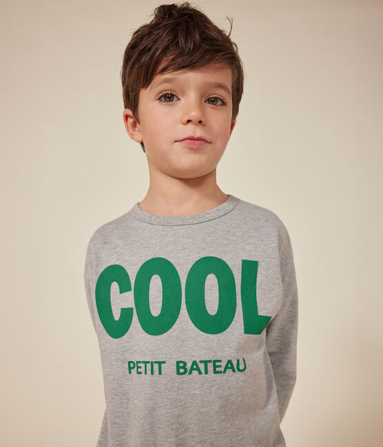 Tee-shirt manches longues en jersey fin enfant garçon gris CHATON CHINE