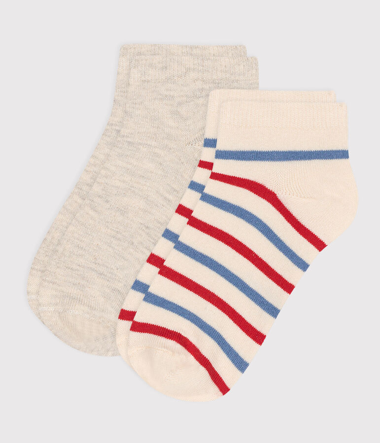 2 paires de chaussettes enfant en coton &agrave; rayures multicouleur