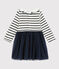 Robe manches longues bébé fille blanc MARSHMALLOW/ SMOKING ARGENT BRILLANT
