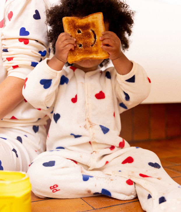 Surpyjama b&eacute;b&eacute; en polaire &eacute;cru/multicouleur