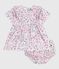 Robe bébé en coton manches courtes imprimée avec son bloomer blanc MARSHMALLOW/blanc MULTICO
