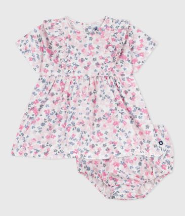 Robe bébé en coton manches courtes imprimée avec son bloomer