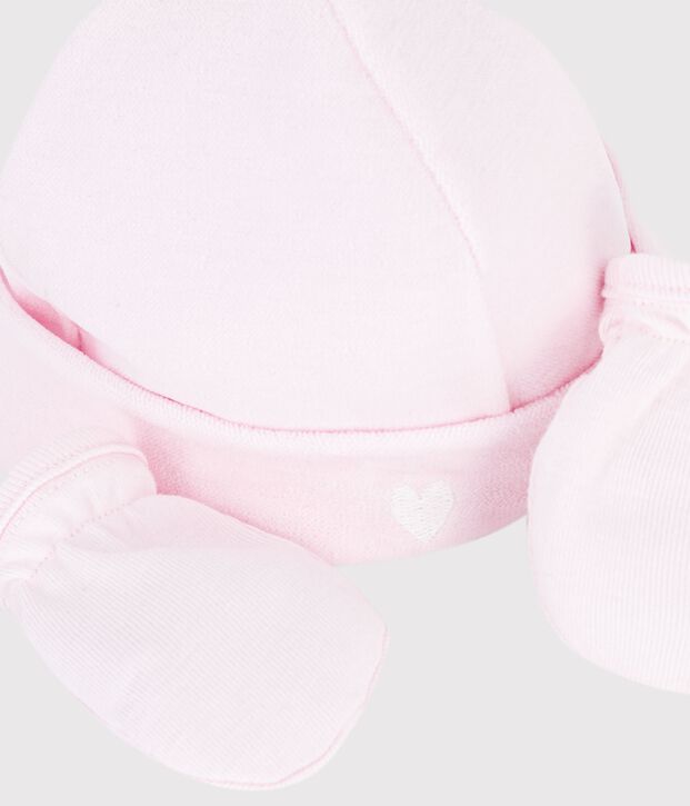 Lot de bonnet et moufles b&eacute;b&eacute; uni multicouleur