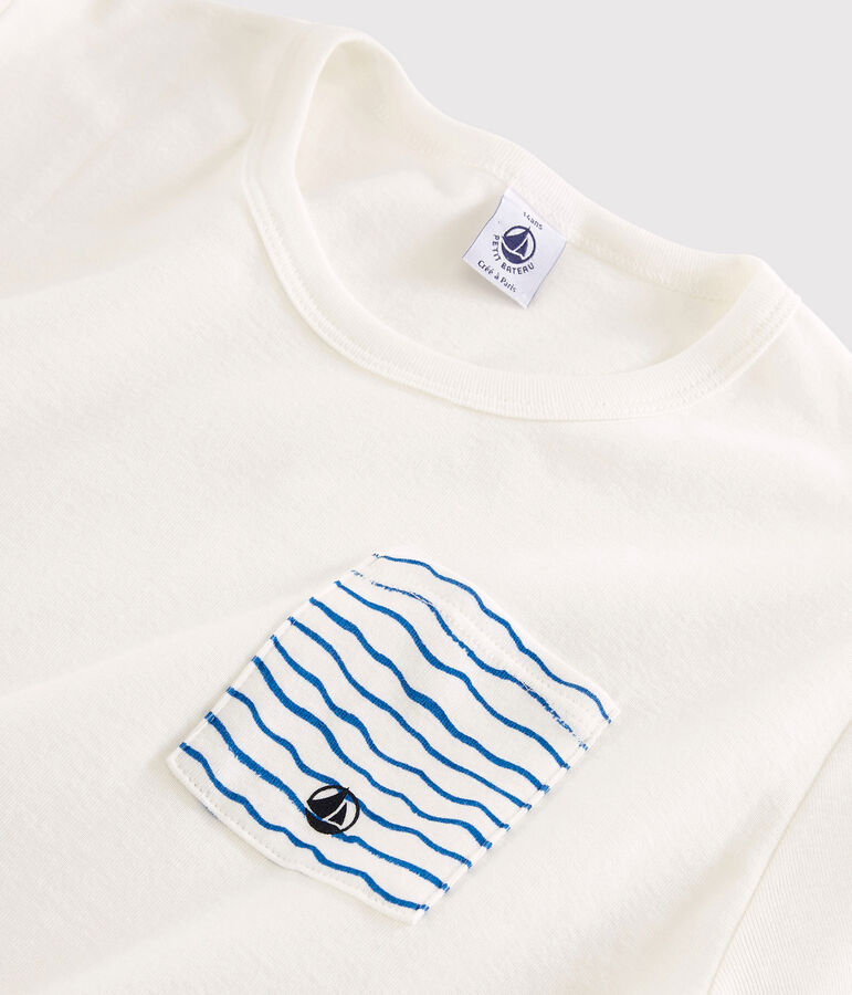 Pyjacourt blanc et bleu mixte en c&ocirc;te blanc MARSHMALLOW/bleu COOL