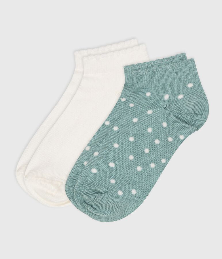 2 paires de chaussettes enfant fille en coton &agrave; pois variante 1