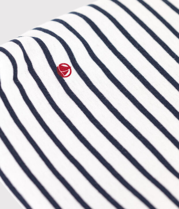 Pochette b&eacute;b&eacute; en coton &agrave; rayures blanc/bleu