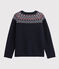 Cardigan laine et coton enfant fille bleu SMOKING/blanc MULTICO