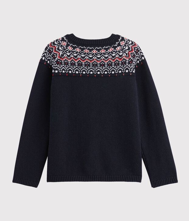 Cardigan laine et coton enfant fille bleu/multicouleur