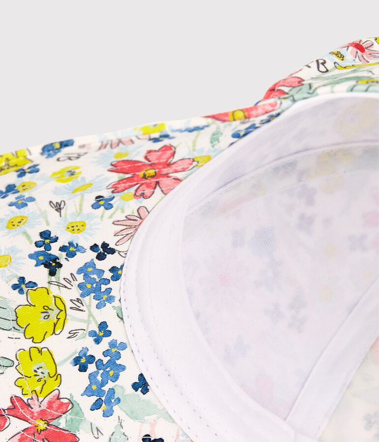 Casquette imprim&eacute;e &agrave; fleurs enfant fille blanc MARSHMALLOW/blanc MULTICO