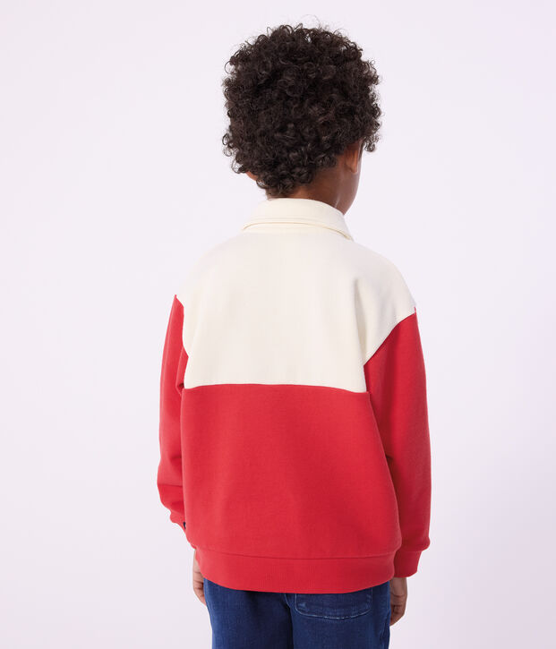 Sweatshirt esprit polo enfant en coton rouge/rouge