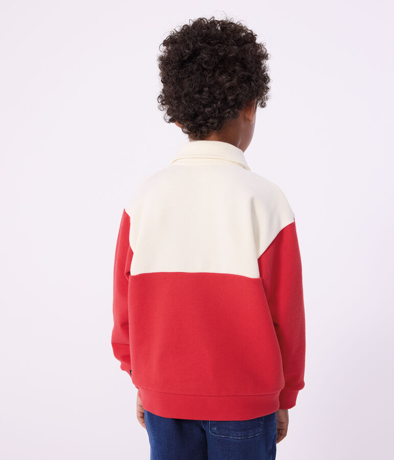 Sweatshirt esprit polo enfant en coton rouge MILK/ POMPIER