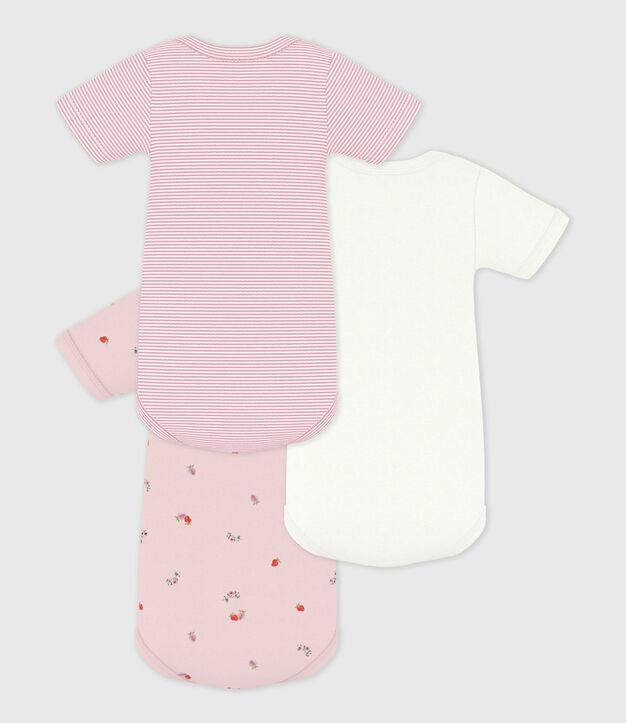 Lot de bodies manches courtes en coton imprim&eacute; fleuri b&eacute;b&eacute; multicouleur