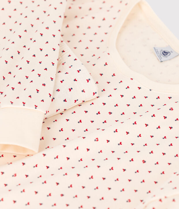 Pyjama femme en coton &eacute;cru/multicouleur