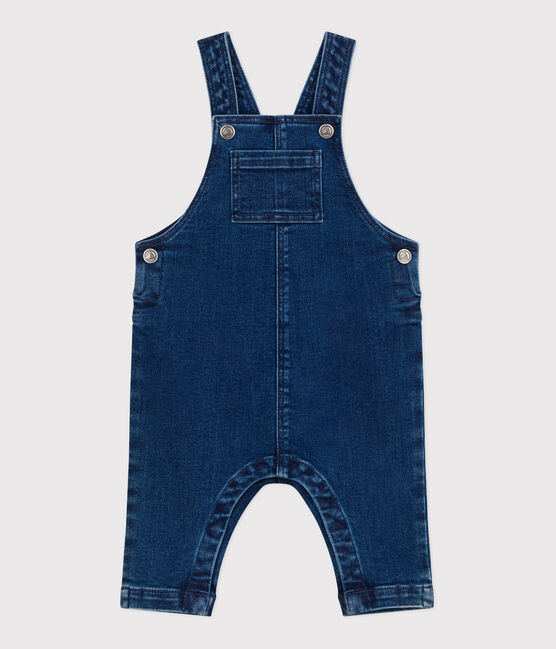 Salopette bébé en jean élasthanne jambes longues bleu DENIM MOYEN