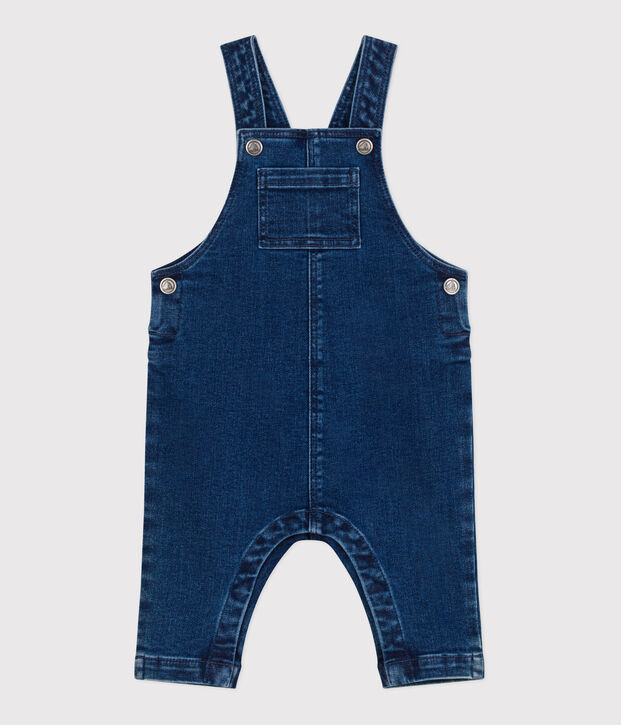 Salopette b&eacute;b&eacute; en jean &eacute;lasthanne jambes longues bleu