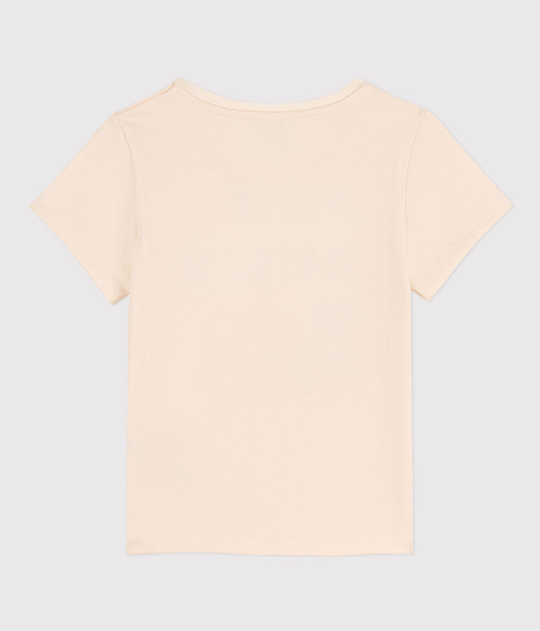 Tee-shirt imprim&eacute; manches courtes enfant fille &eacute;cru/bleu