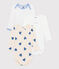 Lot de 3 bodies manches longues cœurs bleu en coton bébé variante 1