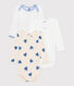Lot de 3 bodies manches longues cœurs bleu en coton bébé