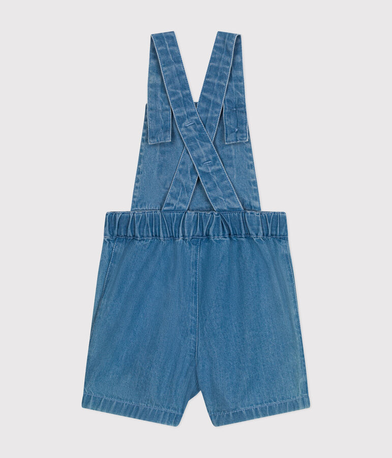 Salopette courte en denim l&eacute;ger b&eacute;b&eacute; bleu