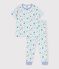 Pyjama enfant en coton manches courtes jambes longues imprim&eacute; bleu/multicouleur