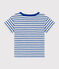 Tee-shirt manches courtes bébé rayé en coton blanc MARSHMALLOW/bleu PERSE
