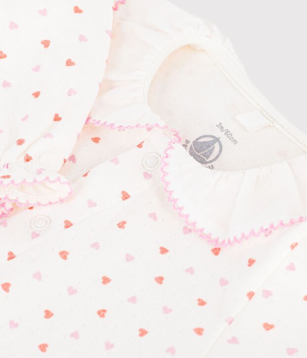 Pyjama b&eacute;b&eacute; en tubique imprim&eacute; &agrave; c&oelig;urs blanc/multicouleur