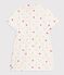 Robe enfant en coton manches courtes imprim&eacute; c&oelig;urs &eacute;cru/multicouleur