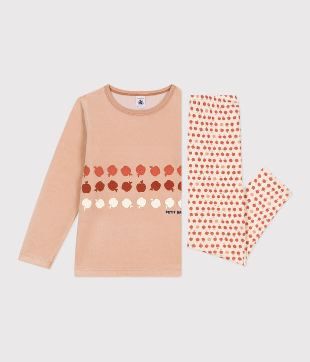 Pyjama en velours enfant beige/multicouleur