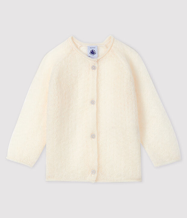 Cardigan b&eacute;b&eacute; fille en tricot blanc