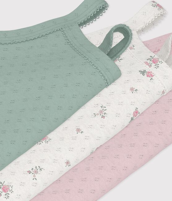 Lot de bodies bretelles en coton ajouré fleuri bébé variante 1